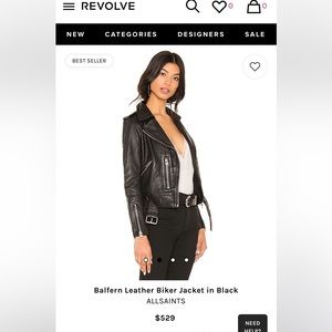 ALLSAINTS Balfern Leather Jacket from revolve NEW